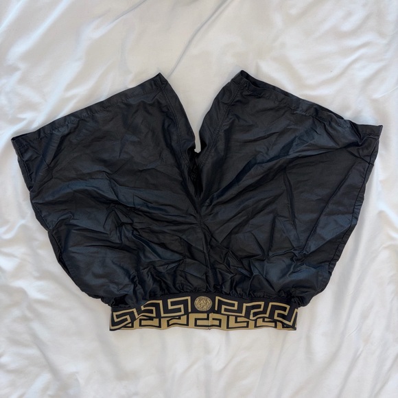 Versace Black Swim Trunks with Gold Accents